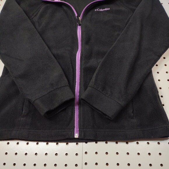 Columbia Fleece Black with Purple Zipper, Size Kids Large - Picture 5 of 7